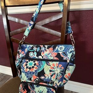 Vera Bradley Color Floral Shoulder Bag AND matching wallet-Fabulous set!